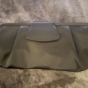 La Regale Black Satin Clutch with Flap